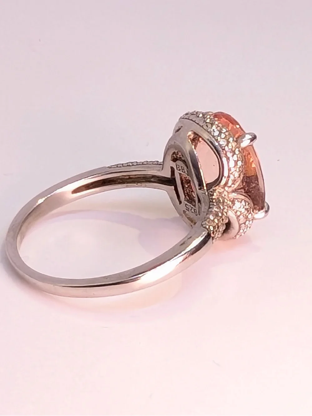 Red labradorite & zircon rhodium over sterling silver ring 3.85ctw size 8 3/4